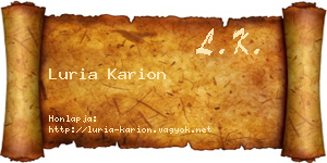Luria Karion névjegykártya